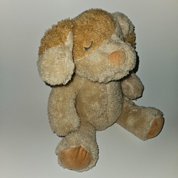 Silver One Tan Puppy Dog Plush 11" Stuffed Animal Toy Lovey Closed Eyes Sleeping - Picture 4 of 9